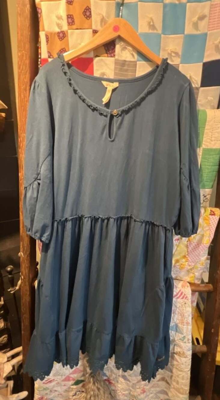Matilda Jane Women Blue 3/4 Sleeve Tiered Lace Trim Dress XXL
